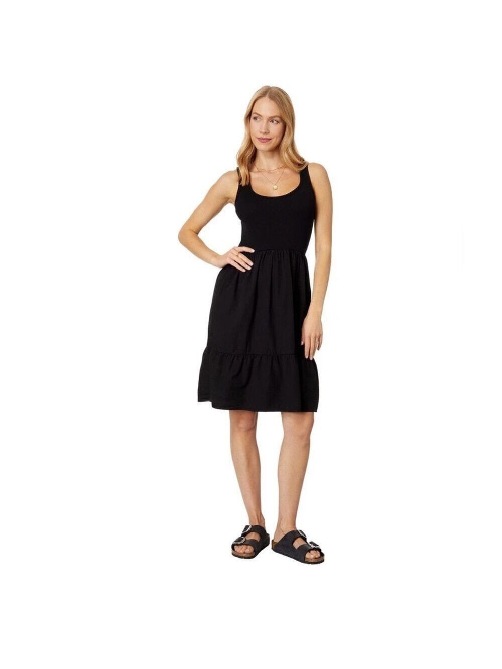 NWT Bobi Los Angeles Tiered Tank Dress SZ S Black - Picture 1 of 9